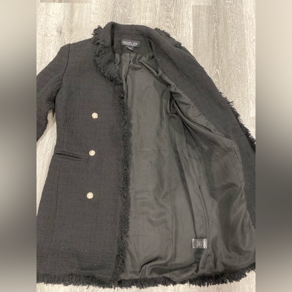 Rachel Zoe Black midi Tweed Blazer Coat Jacket size XS - Picture 9 of 9